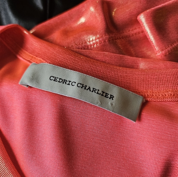 3pc Set Cedric Charlier Metallic Tee Faux Leather Pants Murci Structured Handbag - Picture 10 of 14